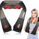 AMZPONY Rechargeable Neck Massager with Heat Shiatsu Back and Neck Massager Cordless Portable Kneading Shoulder Massage Shawl for Pain Relief Deep Tissue Gifts for Dad Mom Friends