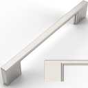 Amerdeco 10 Pack Brushed Satin Nickel Cabinet Pulls - 5 Inch(128MM) Hole Centers Kitchen Handles for Cabinets and Cupboards - ZH0060