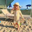 Baby Boys Girls Swimsuit One Piece Striped Zipper Bathing Suit Rash Guard Long Sleeve Seersucker Swimwear Sunsuit