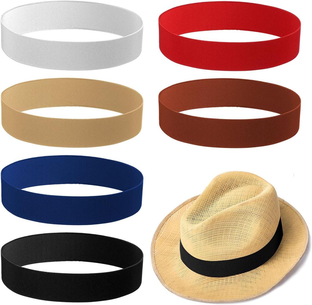 Cindeer 6 Pieces Stretchable Hat Band for Women Cowboy Hat Band for Men Panama Straw Accessories, 6 Colors