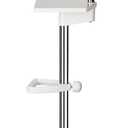 Medical IV Pole with Wheels - Stainless Steel Adjustable 57" to 79" Height IV Stand with Tray and 4 Hooks for Hospital, Home Infusion Practice and Therapy (White)