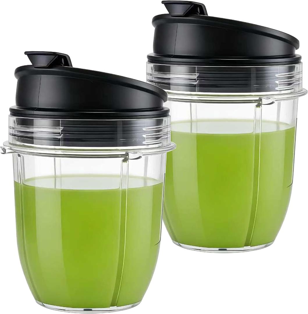 Replacement 12oz cup with Spout Lid for 900w 1000w Nutri Ninja Blender Auto iQ 900w 1000w Nutri Ninja Blender Auto iQ series (2, 12oz)