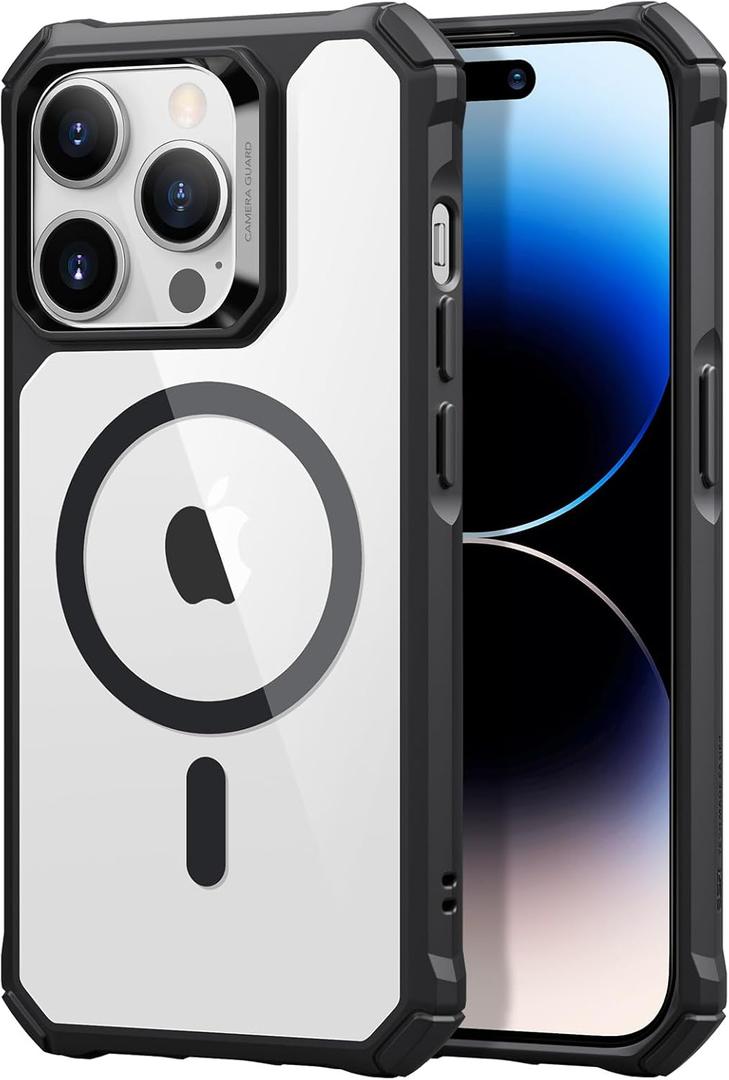 ESR for iPhone 14 Pro Max Case, MagSafe Compatible, Military-Grade Protection, Shock-Absorbing Corners, Scratch-Resistant, Anti-Yellowing Acrylic Back, Slim Protective, Air Armor Series, Clear Black