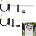 Headstone Wreath Hanger, 2-Pack Adjustable Cemetery Wreath Holder for 3'' to 8'' Tombstones & Grave Markers, Black, Gravestone Decoration for Christmas, Memorial Day, Never Blown Away!