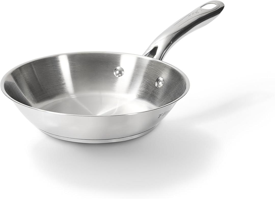 T-Fal Gourmet Stainless Steel Fry Pan 8.5 Inch Induction Compatible Skillet Pan, Fast and Even Heating, Oven Safe to 500F, Professional Grade Cookware for Home Chefs