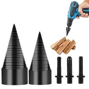 42mm/ 32mm Firewood Splitter Drill Bits, Firewood Log Splitter Drill Bits, Cones Kindling Wood Splitting Logs Bits Tools, Heavy Duty Electric Drills Screw Cone Driver with Round/ Hex/ Square/ Shank