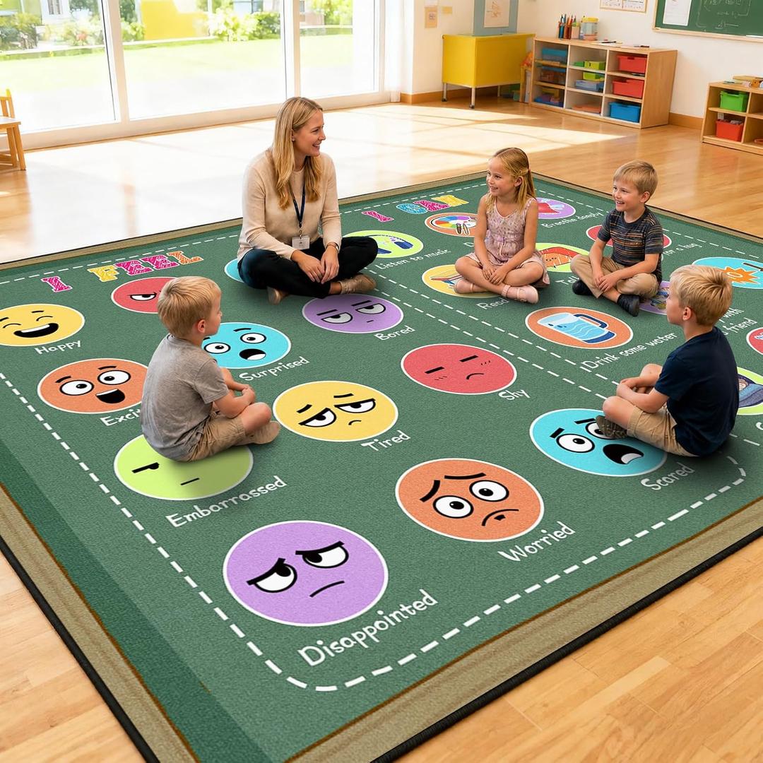 Large Classroom Rug Elementary 8x10 ft, Rug for Classroom