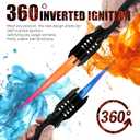 Camping Lighter, Torch Lighter, Straight Flame Bright Fire Refillable Windproof Adjustable Color with Safety Lock for Campfires Kitchen Hiking Candles Fireplace BBQ Outdoor Essentials (Black)