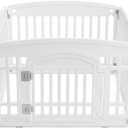 NEWBULIG Dog Playpen 24 Inch 4 Panels Plastic Pet Play Pen Fence | Portable, Secure Locking Door, Indoor Outdoor Yard RV Camping, Small Medium Dogs, White
