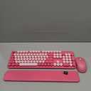 Pink Full-Size Retro Typewriter Keyboard with Round Keycaps, Magnetic Wrist Rest, Tilt Legs, 2.4GHz Cordless for Mac, Windows PC, Laptop, SABLUTE CK23