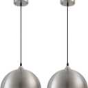 Brushed Nickel Industrial Pendant Light 11.8inches 2 Packs,Mental Hanging Light Fixtures for Kitchen Island,Dome Pendant Light,Ceiling Light Fixtures for Restaurant Dining Room Aisle