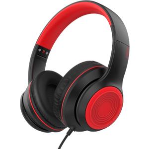 JOMILIN RORSOU R10 Over-Ear Headphones with Microphone, Lightweight Folding Stereo Bass Headset with 1.5M No-Tangle Cord, Portable Wired Headphones for Smartphone Tablet Computer MP3 / 4 (Black)