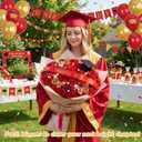 Zeyune 114 Pcs 2026 DIY Graduation Bouquet Set Red Ribbon with Glitter Gold Congrats Grad Mini Graduation Caps with Tassel Gold Butterfly Decor Diamond Pins for Graduate DIY Flower Gift