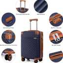 Cosbarn Luggage Sets 5 Piece with TSA Lock Spinner Wheels, Unisex Hard Case ABS Suitcase Set, Hardshell Lightweight Waterproof Travel Hardside Suitcases with Wheels for Women Men, Dark Blue