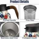 Vintage Pattern Coffee Carafes, 35 Oz/1 Liter - Hot and Cold with Infuser, Perfect for Parties/Home Use (Plum Flower)