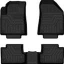 Mixsuper Floor Mats for Jeep Cherokee 2016-2023 (Not for Grand Cherokee), Custom Fit TPE All-Weather Floor Liners, Waterproof Anti-Slip Heavy Duty Mats, 1st and 2nd Row Accessories Set Black