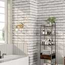 Tomete White Brick Peel and Stick Wallpaper Gray Faux 3D Brick Contact Paper for Walls Self Adhesive Removable Backsplash for Kitchen Bathroom, Vintage Stick on Wallpaper, 197 L *17.3 W, Waterproof