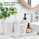 YMXYJM Bathroom Accessories Set, 4 Pcs Bathroom Accessory Set, Soap Dispenser, Toothbrush Holder, Qtip Holder Set, Bathroom Sets Complete, Bathroom Sink Set for Modern Home Decor, White