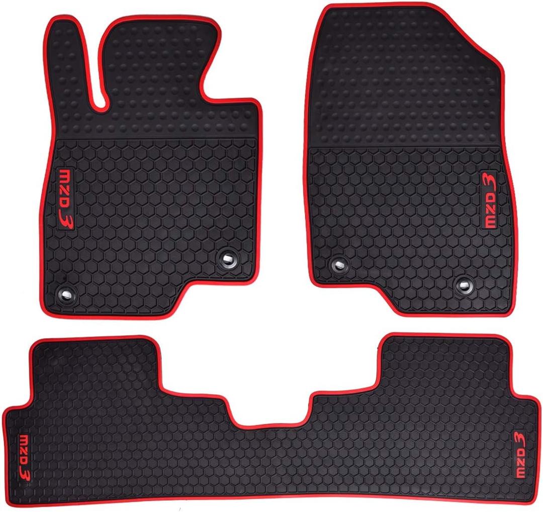 Car Floor Mats Custom Fit for Mazda 3 2014 2015 2016 2017 2018 Odorless Washable Heavy Duty Rubber (All Weather) Floor Liners Christmas Red