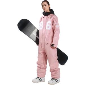 GSOU SNOW Ski Suits Women Men One Piece Snow Suits Waterproof Windproof Men Snowsuit Insulated Ski Jumpsuit for Snow Sports (Medium, Pink 2)