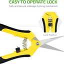 2 x iPower 6.5 Inch Gardening Scissors Hand Pruner Pruning Shear with Straight Stainless Steel Blades, Yellow, 1-Pack