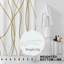 Gold Light Brown and White Striped Wavy Line Polyester Shower Curtain for Bathroom with Hooks, Extra Long Shower Curtain Set Decor Weighted Hem Washable, 72 x 78