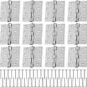 12 Pcs 4'' Ball Bearing Door Hinges Stainless Steel Heavy Duty Hinges 4 x 4 Inch Exterior Door Hinges with Square Corners (Silver)