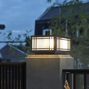 SLAWA Outdoor Post Caps Lights Modern Square Fence Pillar Lamps Waterproof Lawn Column Cap Lamp Courtyard Stainless Steel Housing Light Deck Post Light Fixture with Pier Mount Yard Pedestal Light (30cm)