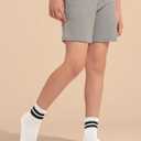 Haloumoning Boys Striped Crew Socks 6 Pairs Kids Cushioned Uniform Casual Athletic Soft Cotton Socks 4-15 Years