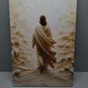 Jesus Walking on Water Faith Belief Christian Wall Art Picture Painting Poster Canvas Print Posters Artworks Bedroom Living Room Decor 16x24inch(40x60cm) (Frame-style)