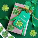 500Pcs St. Patrick's Day Sticker Rolls for Kids 1 Inch Glitter Shamrock Sticker Roll with 5 Different Designs Green Lucky Clover Self-Adhesive Decals St. Patrick's Day Envelope Scrapbook Decorations