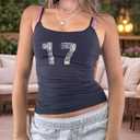 Women Y2k Floral Crew Neck Cami Tank Graphic Slim Fitt Sleeveless Camisole Vintage Aesthetic Going Out Tank Tops (Blue, M)