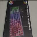 Wireless Keyboard and Mouse Combo, RGB Backlit, Rechargeable & Light Up Letters, Full-Size, Soft Typing, Sleep Mode, 2.4GHz Quiet Keyboard Set for Mac, Windows, Laptop, PC, Trueque KM42Pro (Black)