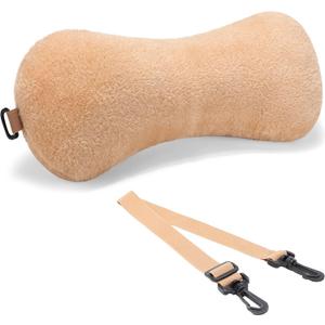 1 Pc Neck Pillow for Recliner Headrest Pillow Bone Shaped Chair Plush with Adjustable Strap Neck Support and Pain Relief Curve Head Cushion for Car Travel Airplane (Coffee)
