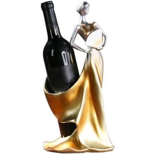 Artpaul Wine Bottle Holder Beauty Lady Statue Wine Bottle Stand Lady Wine Rack Decoration Wine Cork Holder Decor Wine Decor for Kitchen Bar (Golden)