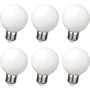 G19/G60 LED Globe Light Bulbs, 4.5W LED Filament Bulb (60W Equivalent),Warm white 2700K,Dimmable Makeup Mirror Lights for Bedroom, Modern Sputnik Chandelier Light Bulbs,E26 Base Milky Glass 6 Pack