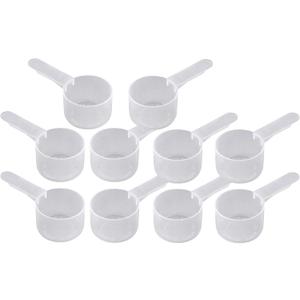 25 mL Plastic Measuring Packaging Scoop (= 5 teaspoon/ = 25 cc/ 0.85 oz), Medium Handle - to Measure and Dispense Spices, Granules, Powders, for Seeds Packing (10)