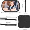 Baby Car Mirror, Safety Car Seat Mirror for Rear Facing Infant, Clear Wide View, 360Rotation, Easily Observe the Baby Move, Secure, Shatterproof, Crash Tested and Certified (2-Pack)