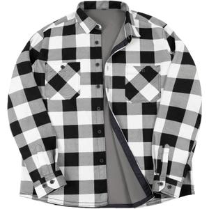 Men’s Long Sleeve Shirts- Thermal Work Padded Warm Shirts Quilted Lined Flannel Heavyweight Plaid Fleece Shirt (XXL)
