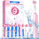 TEETHEORY Rotating Electric Toothbrush for Adults with 8 Brush Heads, Deep Clean Rechargeable Electric Toothbrush with 4 Modes and 2 Min Smart Timer, Last 30 Days and IPX7 Waterproof Pink
