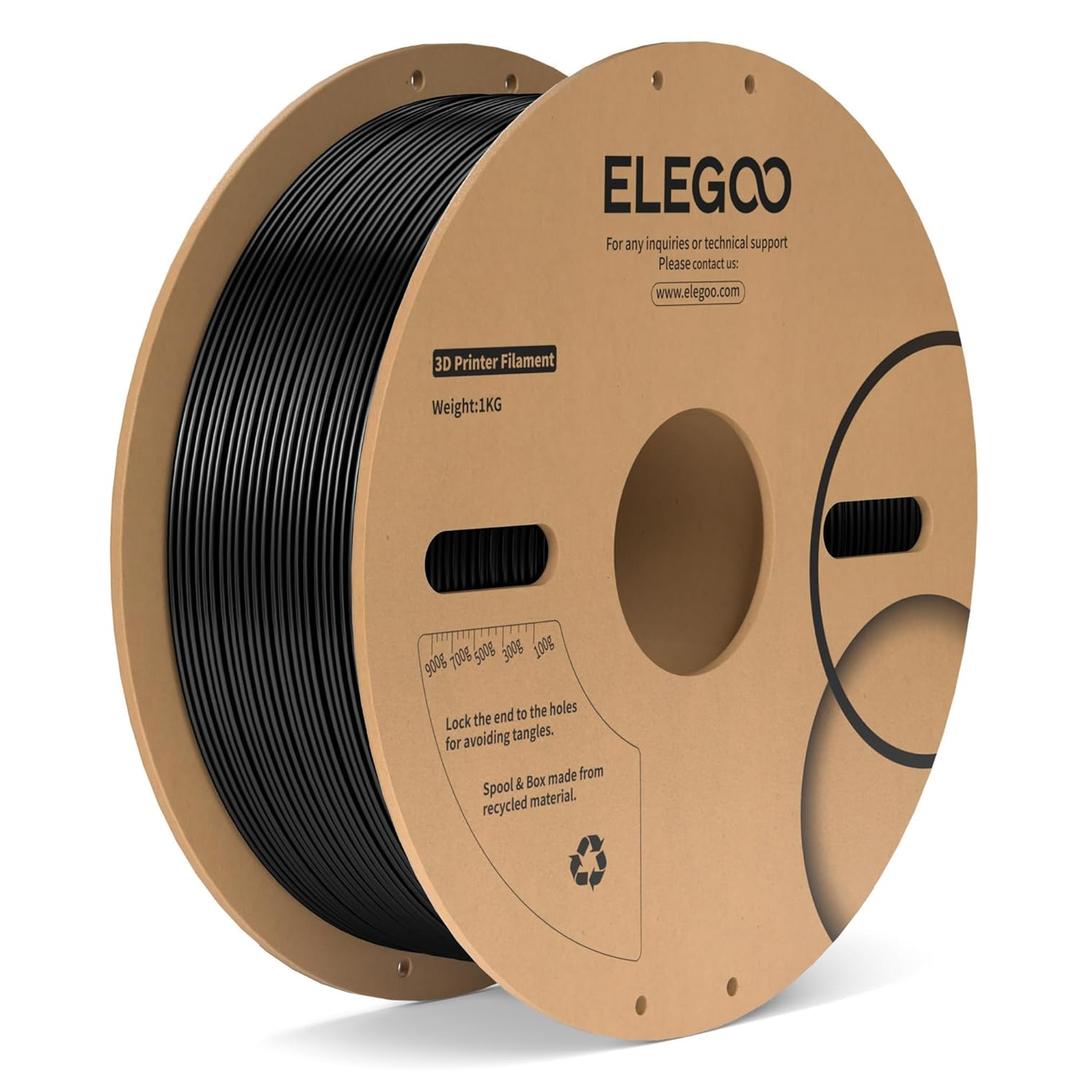 ELEGOO PC Filament 1.75mm Black 1KG, Tough and Durable Professional 3D Printer Filament Dimensional Accuracy +/- 0.05mm 1KG Spool Heat Resistant 3D Printing Polycarbonate Material