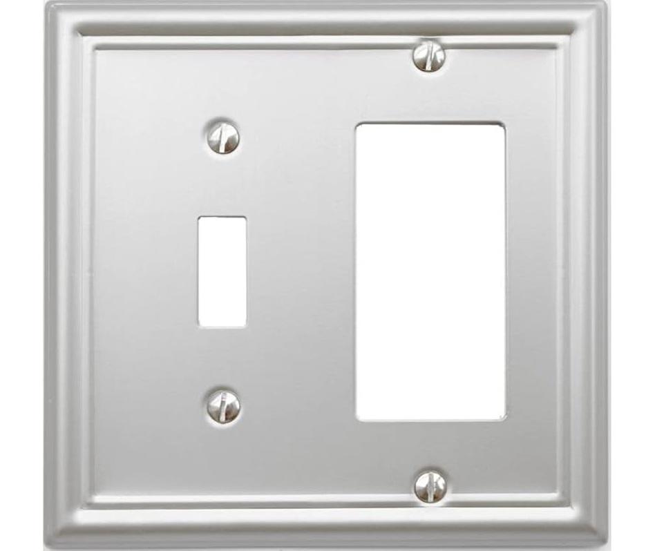 OKAWYC Toggle/Decorator Light Switch Cover Luca Metal Wall Plate, 1 Pack Brushed Nickel Gang, for Receptacle Dimmer Switch GFCI Outlet, Switch Cover Decorative Wallplate, Durable