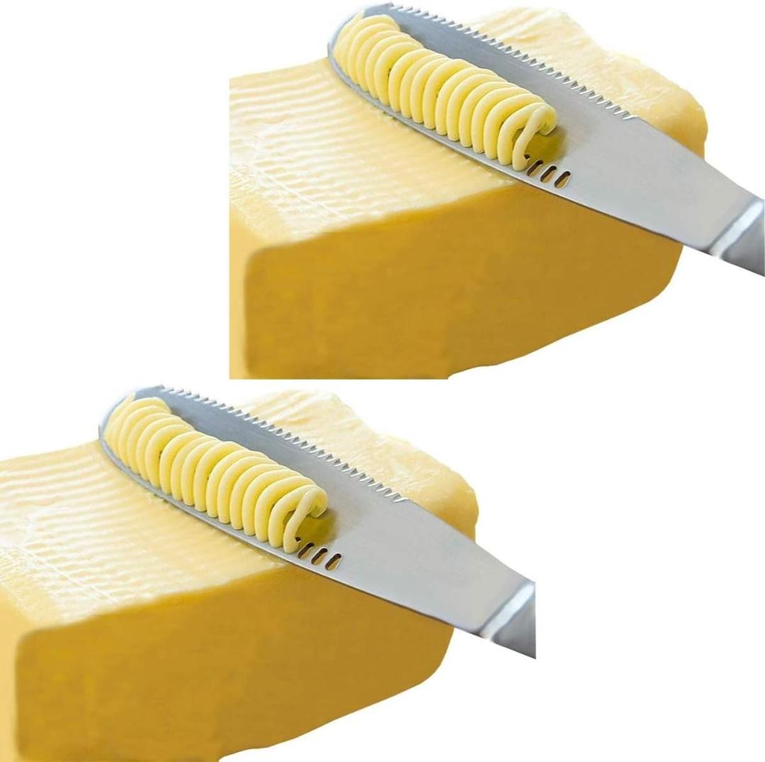 Simple preading Stainless Steel Butter Spreader, Butter Knife - 3 in 1 Kitchen Gadgets (2 Set)