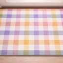 Indoor Door Mat, Retro Colorful Striped Non Slip Doormat Low Profile Welcome Mat, Abstract Geometric Art Soft Entrance Rug for Bedroom Kitchen Bathroom 24x 34 inch