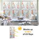 Stained Glass Window Privacy Film Static Cling Decorative Rainbow Window Film, No Adhesive UV Blocking Sun Cling for Bathroom, Bedroom, Glass Doors, Removable Floral, 23.6 x 78.7 in