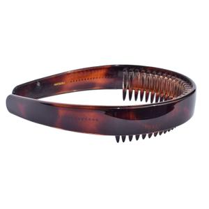 Parcelona French Toothed Smooth Celluloid Acetate Tortoise Shell Brown Wide Hair Headband