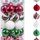 Valery Madelyn Christmas Ornaments Tree Decorations, 30ct Red Green White Shatterproof Christmas Ball Ornaments Set, 2.36 Inch Decorative Hanging Ornament Bulk for Xmas Holiday Party Decor