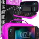 Orzly Case Compatible with Nintendo Switch 2  Protective Travel Carry Case with Screen Padding, Game Card & microSD Slots, Zipped & Open Pockets for Accessories  7.9" Gift Boxed (Hot Pink)