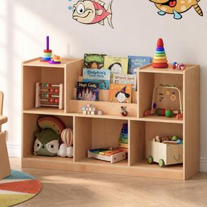 2-Tier Montessori Shelf and Toy Storage Organizer | Montessori Bookshelf; 5 Compartments; Toddler Book Organizer; Toy Storage Shelf; Kids Room Furniture; Nursery & Classroom