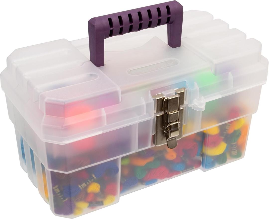 Akro-Mils 09514CFT ProBox 14-Inch Plastic Art Supply, Craft or Medical Storage Toolbox with Removable Tray, 14-Inch x 8-Inch x 8-Inch, Clear